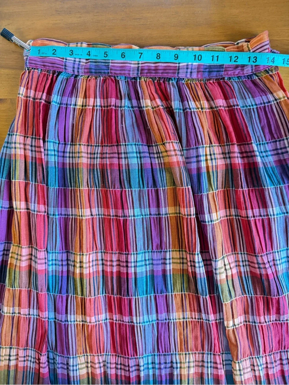Vintage Avon Fashions Plaid Cotton Midi Skirt Cottagecore Boho A-Line Size 10